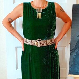faux snakeskin belt with circle buckle
